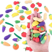 Colorful Mini Fruits & Vegetables Tiny Foods Miniature Pencil Erasers for Childr