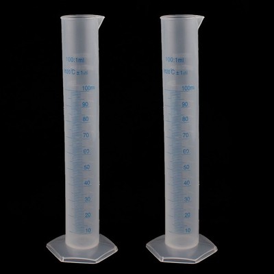 2Pcs 100mL Laboratory Solution Liquid Measurement Graduated Cylinder 24cm Height