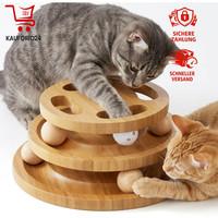 Katzenspielzeug Holz Interaktiv Puzzle Mit Ball Track Roller FüR Indoor Katze