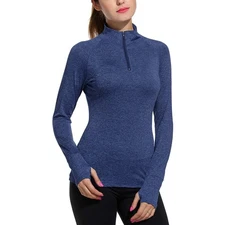 Gaiam Womens Navy Heather Half-Zip Pullover Sweatshirt Small NEW Thumbhole