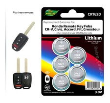 Remote KEY FOB BATTERIES (5) for Honda Civic, Accord, CR-V Replacement CR1620