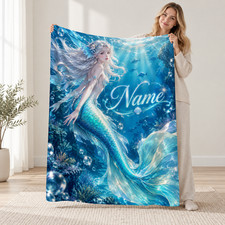 Underwater Mermaid Personalized Coral Fleece Blanket Fantasy Sea Decor