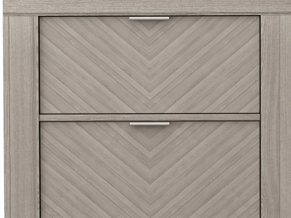 Mesita de noche 25,25" 2 cajones gris claro chapa de fresno transición Foto 4 de 4