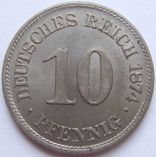 M&uuml;nze Deutsches Reich Kaiserreich 10 Pfennig 1874 E in fast Stempelglanz