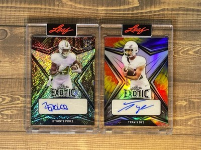 2022 NFL Leaf Exotic Travis Dye 6/7 And D vonte Price 3/8 Autographed Cards