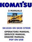 KOMATSU SK1020-5N Kompaktlader Bediener Service Motor Werkstatthandbuch PDF USB