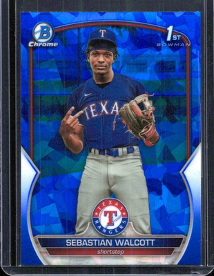 #ad #ad 2023 Bowman Chrome Sapphire 1st Sebastian Walcott Texas Rangers #BCP 189 $42.00
