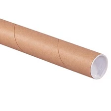Mailing Shipping Tubes with Caps 1 1/2" x 24", Brown, Kraft, Pack of 50