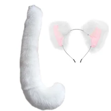 Song Qing Party Cosplay Costume Fox Ears Faux Fur Hair Hoop Headband + Tail Set