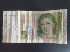 5 Deutsche Mark Schein Bettina von Armin 1991 A6794409D7