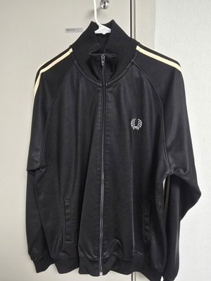 Fred Perry Taped Track Jacket Mens Size XL Track Top Black White Mod 60s