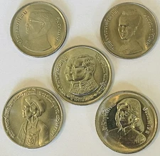 Thailand Lot (5) 5 & 10 Baht Commemorial Coins 1977-1981 Y120,135,137,141,146UNC