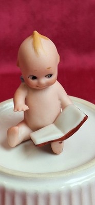 Antique German Bisque Rose O Neill Kewpie Doll Reading Book ''AS IS''