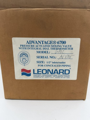 #ad Leonard 6702 Advantage 6700 Pressure Mixing Valve 1 2 In Dial Thermometer $204.00