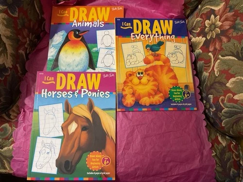 Lot of 5 How to Draw Books for Children Horses Animals Everything Faces
