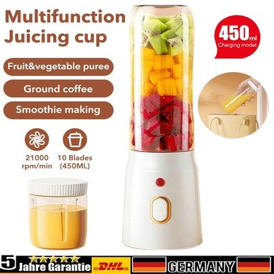 Tragbarer Smoothie Mixer to go Akku Standmixer Smoothie Maker 450ml 21.000 U/min