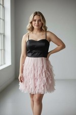 City Chic Rara Ruffle Dress Size L Black Pink Cocktail Party Event