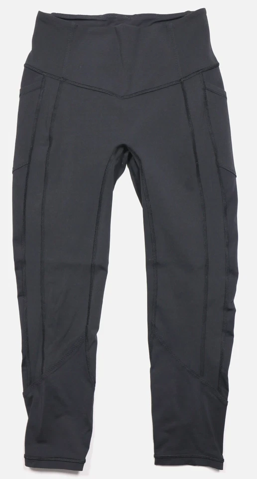 Lululemon Size 6 23" Black Cropped Leggings Hip Pockets Align Mid Rise - Image 2 of 4