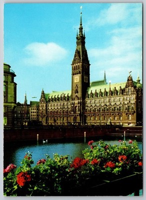Vintage Hamburg Rathaus City Hall Postcard by Anco Verlag Lübeck