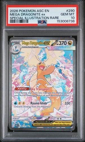 2026 POKEMON ASC EN-SPECIAL ILLUSTRATION RARE #290 MEGA DRAGONITE EX PSA 10