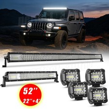 52 Led Light Bar 22 4x460w Pods Combo For Jeep Wrangler Jk 07-18 52 Led Light Bar 22 4x460w Pods Combo For Jeep Wrangler Jk 07-18
