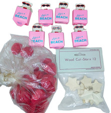 Lot of Miscellaneous Craft Supplies, Some New, Magnets, Pom Poms, Wood Stars