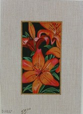 Hand-painted 18-count Orange Flowers needlepoint canvas, DSR17