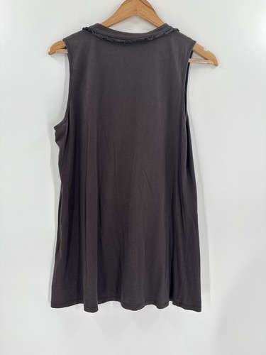 Garnet Hill Women’s MEDIUM 100% Cotton Gray Sleeveless Tunic Top Easy Wear - Picture 4 of 13