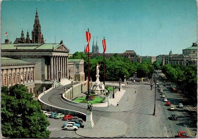 Wien Vienna Parliament Ringstraße Street View City Continental Postcard