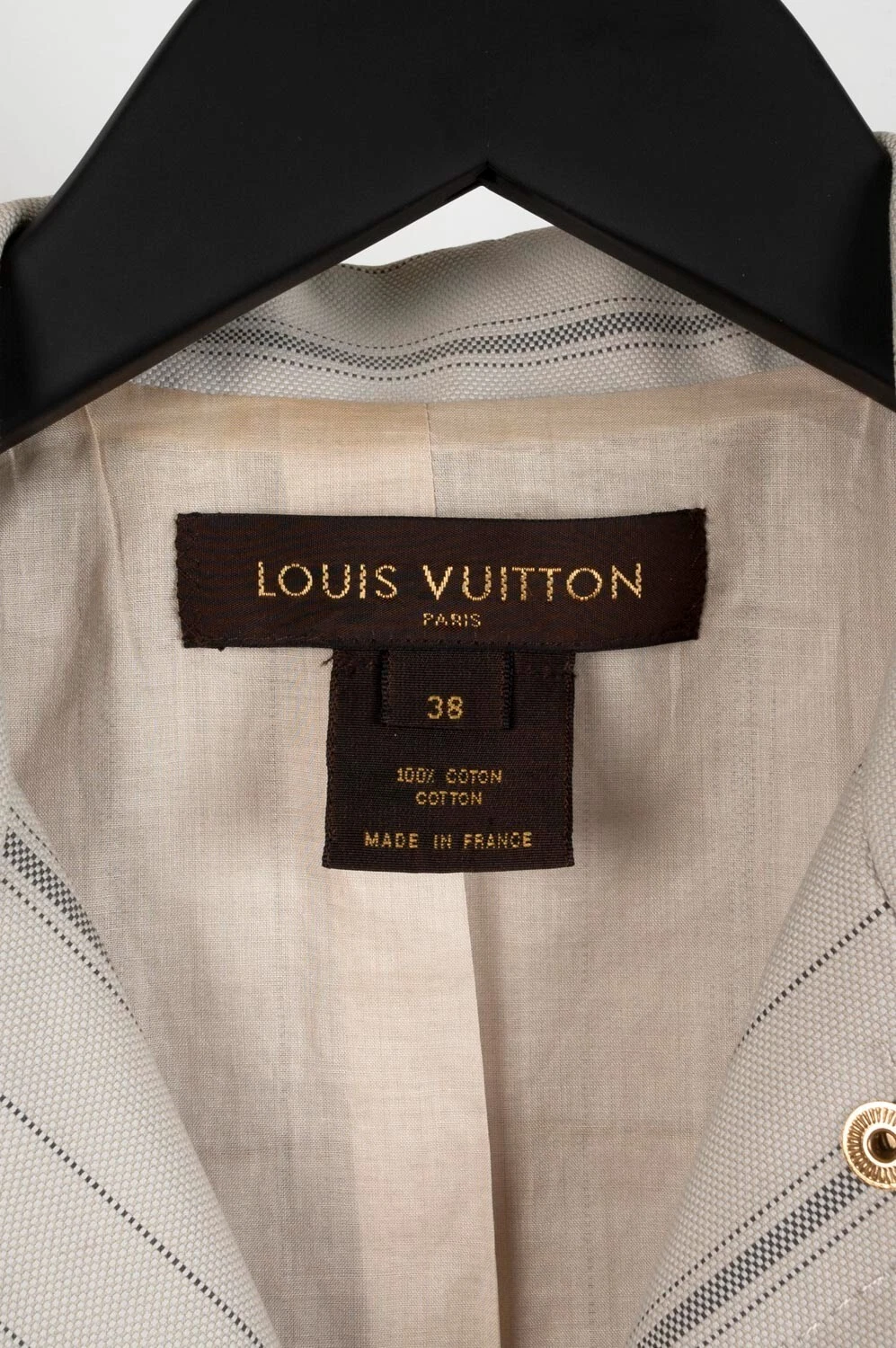LOUIS VUITTON（LV） Giacca a scatto originale Louis Vuitton donna beige a righe taglia 38(M) H3706