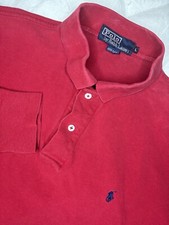 Vintage Polo by Ralph Lauren Long Sleeve Rugby Polo Shirt Red Large Made in USA