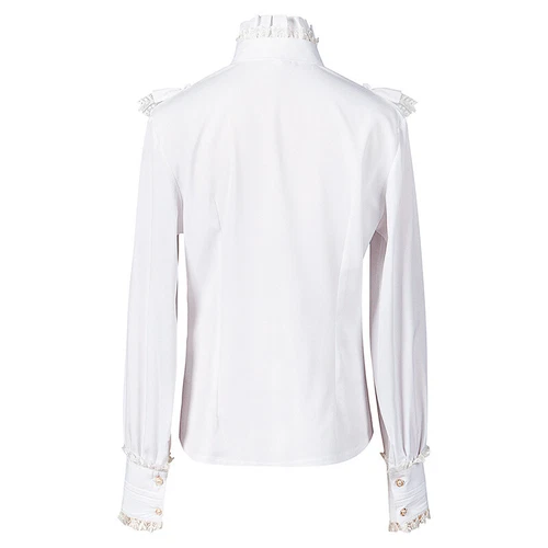 Ladies Shirt Ruffled Lace Top Victorian Blouse Bowknot Retro Gothic Chic Elegant - Bild 18 von 23