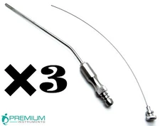 3× Frazier Suction Surgical Tubes No. 10 (3.33mm) 7.6" Diagnostic Instruments