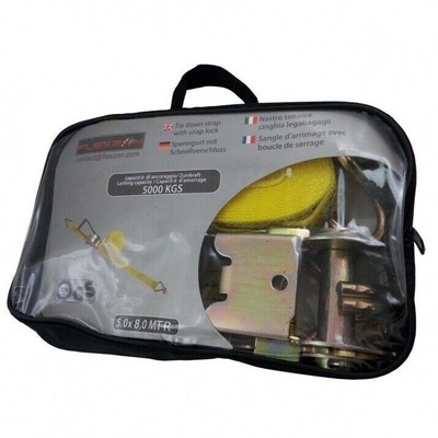 4 Sangles D'arrimage Polyester 5 Tonnes, 8 Mètres, Tendeur à Cliquet, Jaune, Largeur 50 Mm