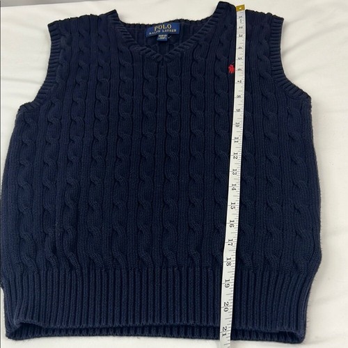Polo Ralph Lauren Navy Old Luxury Cable Knit Sleeveless Vest Size M 10-12 - Picture 8 of 9