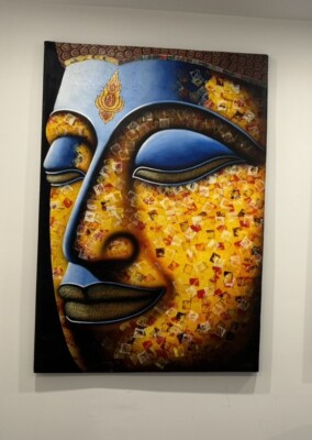 Buddha painting 58 x39 x1.5  Framed Textured Canvas