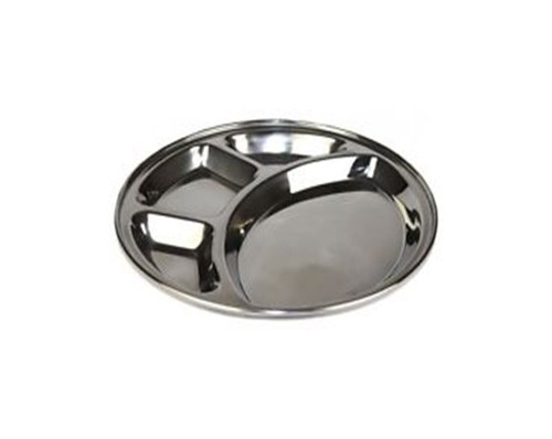 4 Compartment Round thali food serving steel thali Masala Dosa Wada Pav Tray - Picture 1 of 2