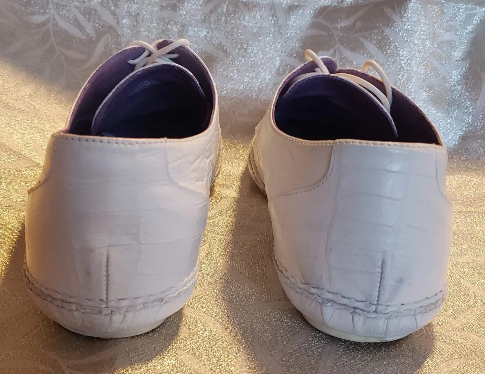 Abito uomo designer VERSACE BIANCO in PELLE goffrata SCARPE taglia 17