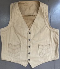Vintage 1960s Red Snap Western Cowboy Vest Workwear Denim Sanforized
