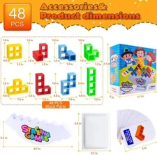 48PCS Tetra Tower Balance Stacking Blocks Puzzle Assembly Bricks Xams Kids Gifts