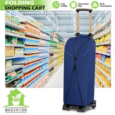 Blue Detachable Shopping Cart[STORAGE BAG+BUNGEE CORD]Folding Luggage Hand Truck