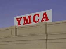 HORITZONTAL YMCA ANIMATED SIGN FOR O-SCALE- LIGHTS, BLINKS & MORE! GREAT! SAVE!