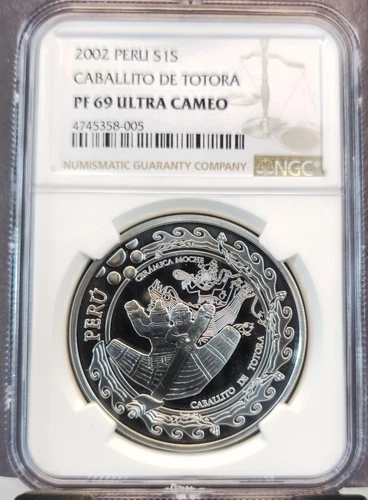 2002 PERU SILVER 1 SOL CABALLITO DE TOTORA NGC PF 69 ULTRA CAMEO SCARCE COIN