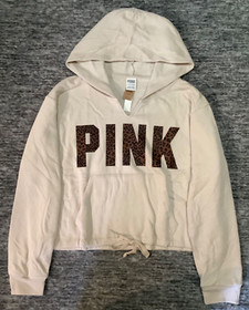 Victoria's Secret Pink Leopard Campus Hoodie + Campus Pants Set Vanilla Bean XL