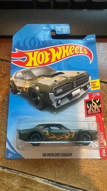 2019 Hot Wheels HW Flames '68 Mercury Cougar #164 Green