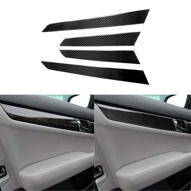 Carbon Fiber Interior Door Panel Cover Trim For Mercedes Benz CClass