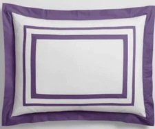 NWT Pottery Barn Teen Suite Organic Sham - Size Standard - Dark Plum & White