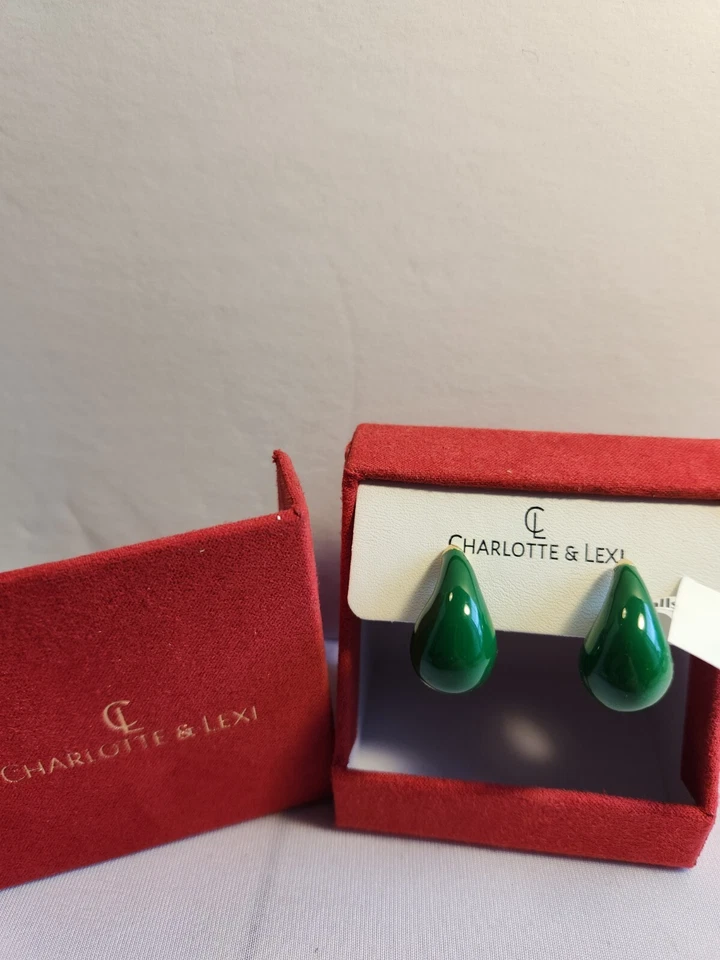 Pendientes Charlotte & Lexi Waterdrop esmalte verde nuevos Foto 2 de 4