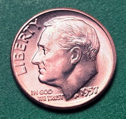 1957 Roosevelt Dime Brilliant Uncirculated from original BU rolls - 98 sold