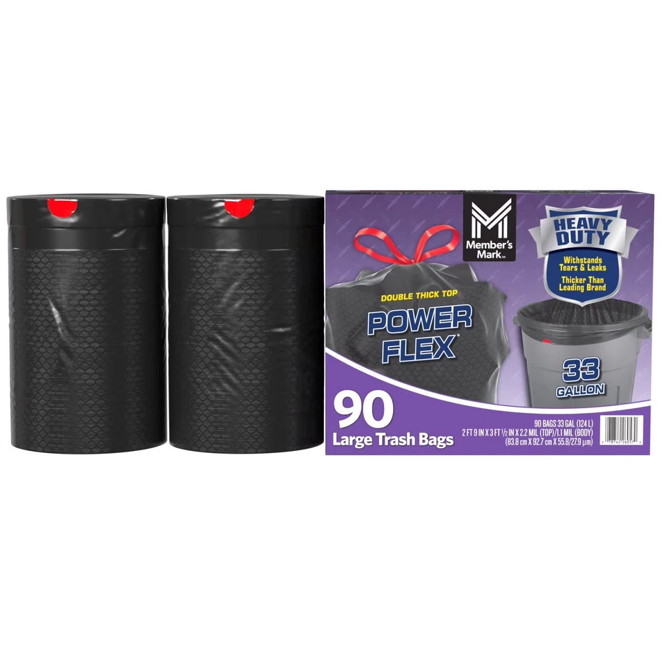 Member's Mark 33-Gallon Power-Guard Drawstring Trash Bags (90 ct.) - Image 2 of 4